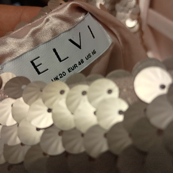 Elvi/ size US 16 mauve pink sequin short sleeves Top - Picture 4 of 6